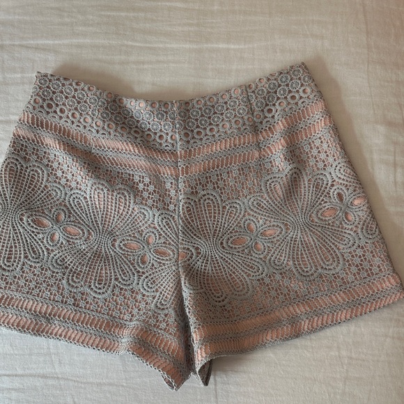 English Factory High Waist Lace Shorts - Gray and Pink - Picture 4 of 4